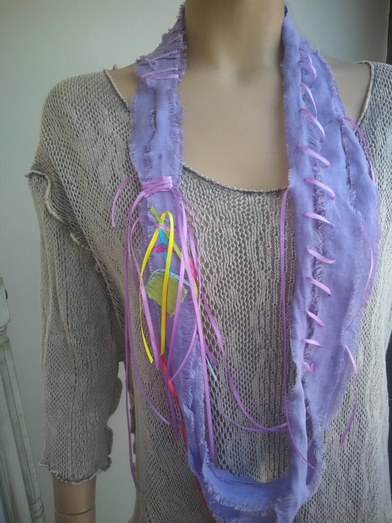 Κολιέ Χειροποίητο Υφασμάτινο σε Μωβ χρώμα