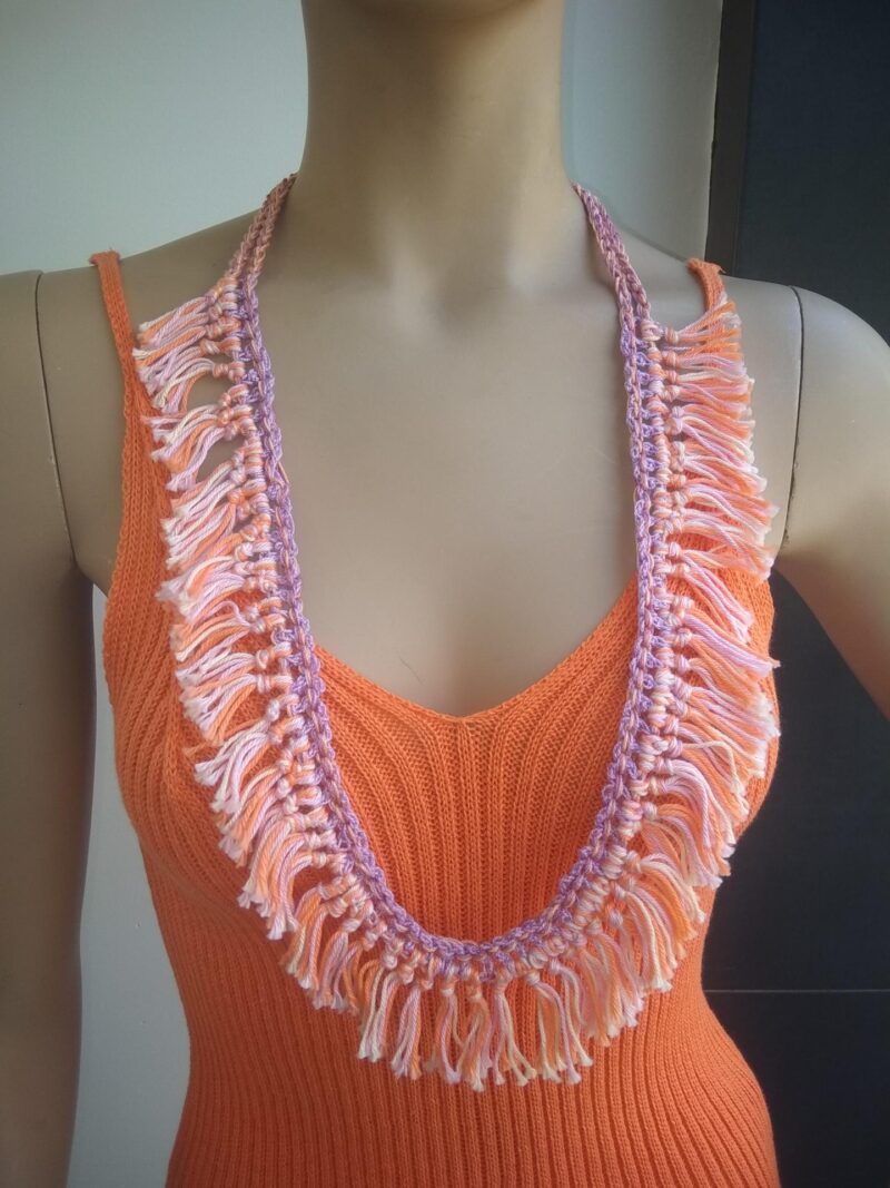 Κολιέ Χειροποίητο με χρώματα Πορτοκαλί και Μωβ (Το χάδι της βροχής)