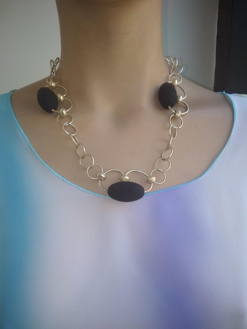 Κολιέ Λάβα Σαντορίνης Χειροποίητο