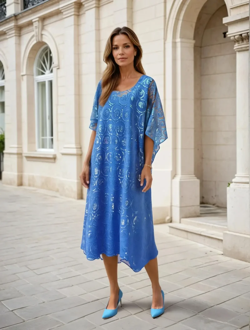 Καφτάνι Γάμος, Βάφτιση, Παγιέτα χρώμα Γαλάζιο.