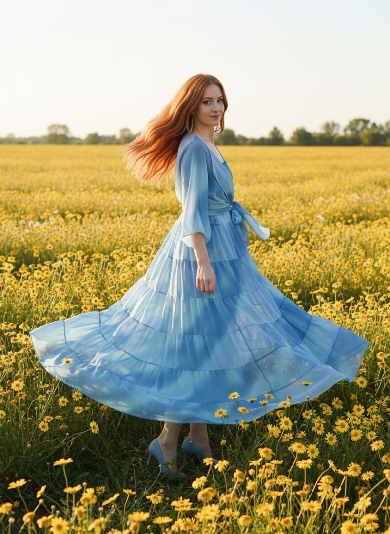 Φούστα ζορζέτα γαλάζιου χρώματος (Μπόχο σικ) Φούστα ζορζέτα γαλάζιου χρώματος (Μπόχο σικ)