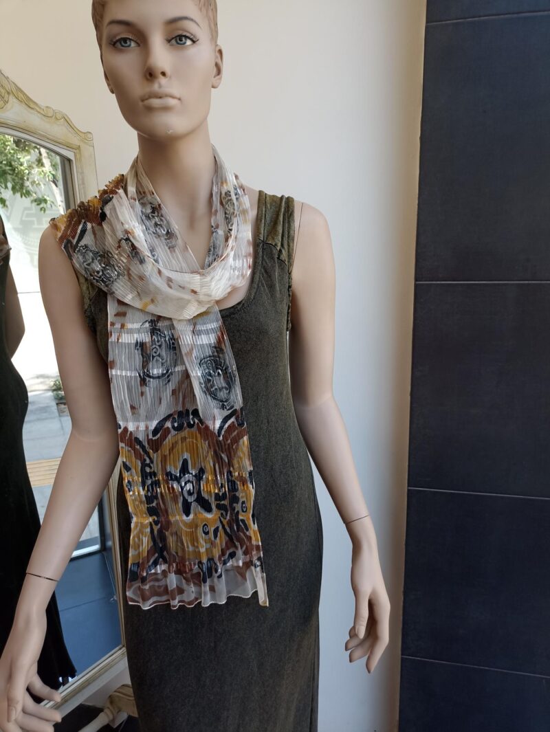 Φουλάρι Όνειρο Άσπρο, Μαύρο, Κίτρινο, Καφέ.