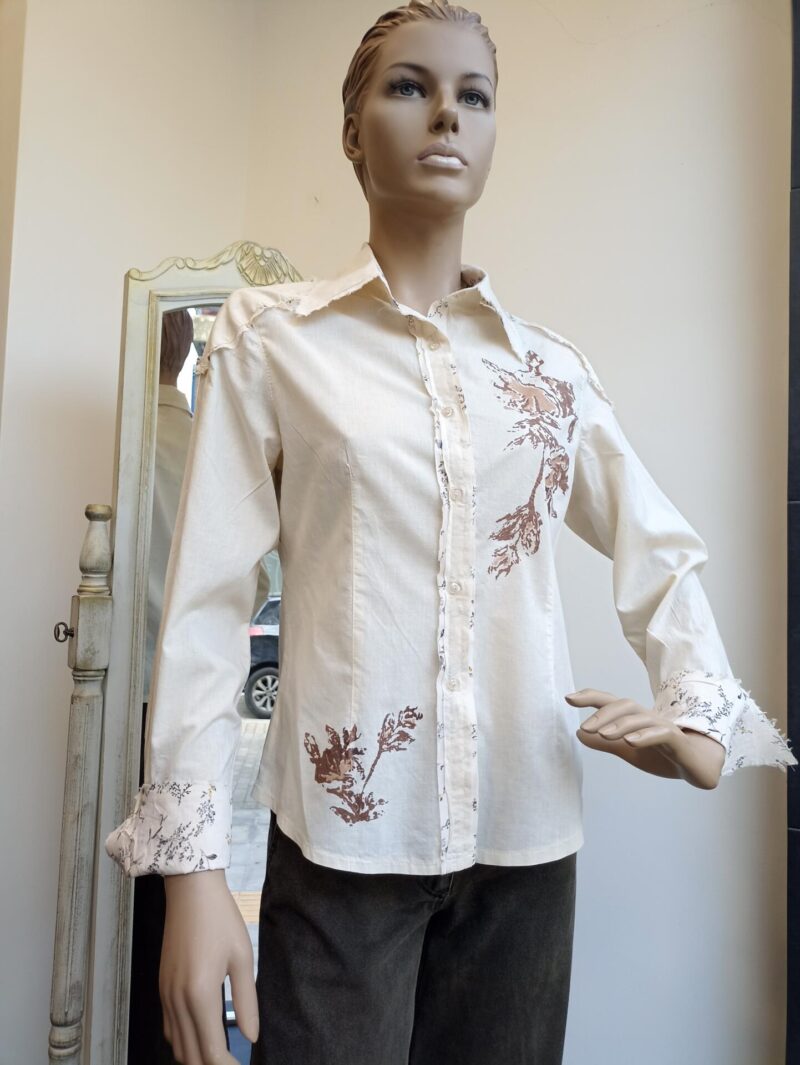 Πουκάμισο Βαμβακερό Μεσάτο Εκρού.