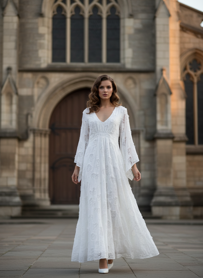 Φόρεμα Λευκό Δαντέλα κατάλληλο για Νυφικό . Φόρεμα Λευκό Δαντέλα κατάλληλο για Νυφικό .