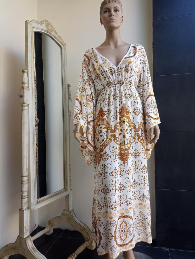 Καφτανοφόρεμα Μπεζ Χρυσό Καφέ