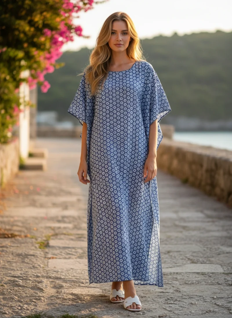 Καφτάνι Μπλε- Άσπρο