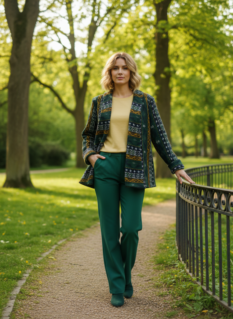 Ζακέτα Έθνικ με χρώματα Πράσινο, Μπλε, Άσπρο και Κίτρινο.s-m-l-xl