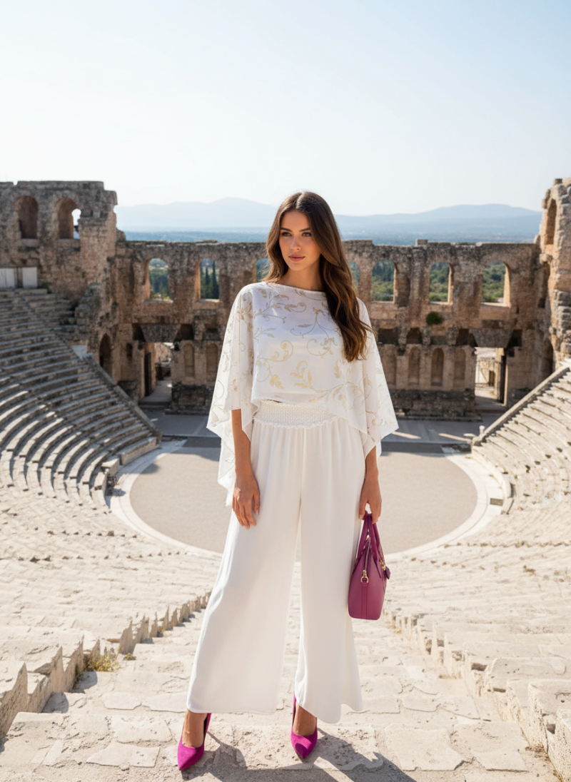 Άσπρο Πόντσο με Διαφάνειες Χειροποίητο. Άσπρο Πόντσο με Διαφάνειες Χειροποίητο.