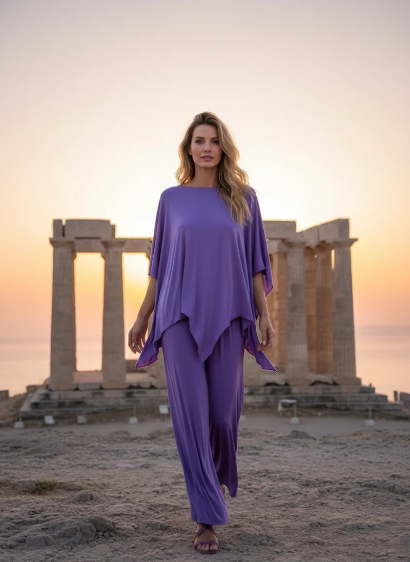 Μπλούζα Μωβ Ασύμμετρη Κοκτέιλ.