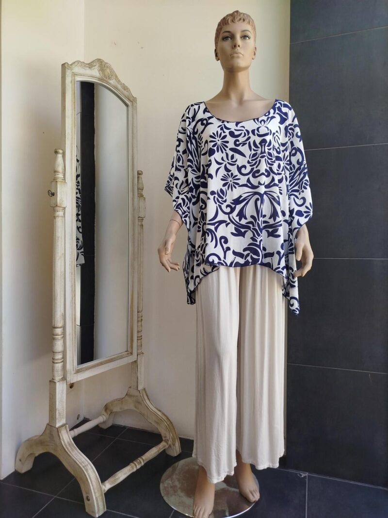 Καφτάνι, πόντσο, μπλούζα Έθνικ Μπορντό, Άσπρο, Μαύρο, Γκρι.