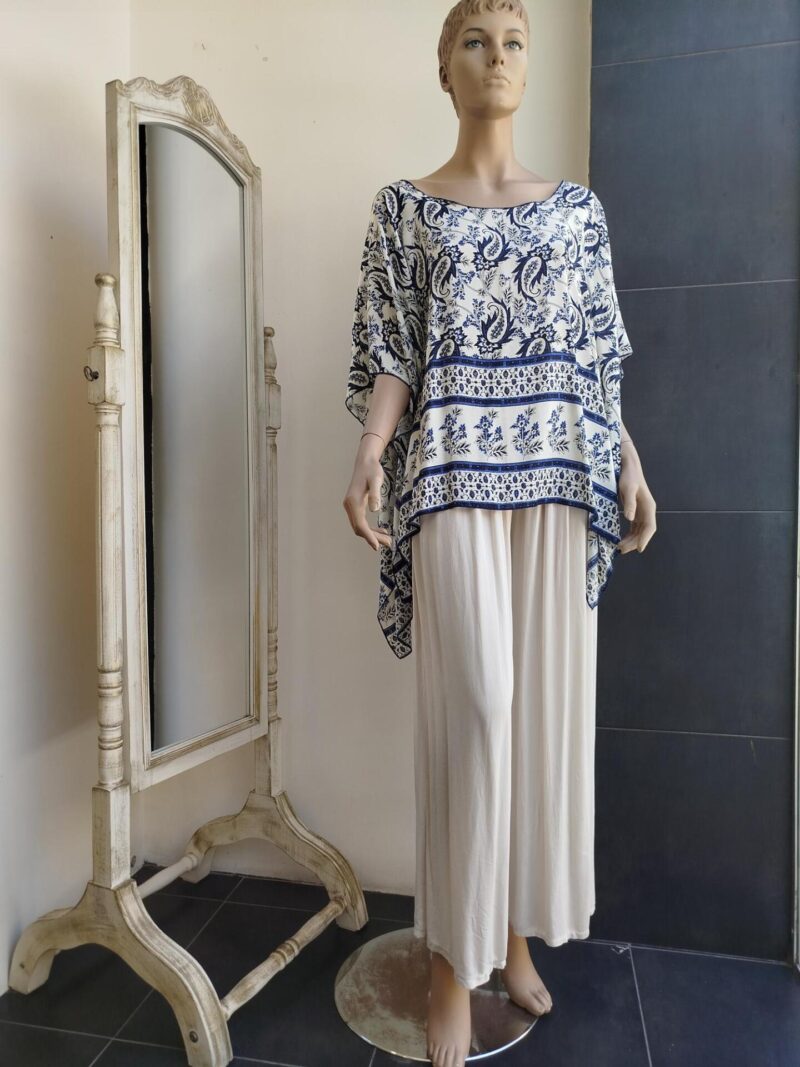 Καφτάνι, πόντσο, μπλούζα Έθνικ Μπορντό, Άσπρο, Μαύρο, Γκρι.