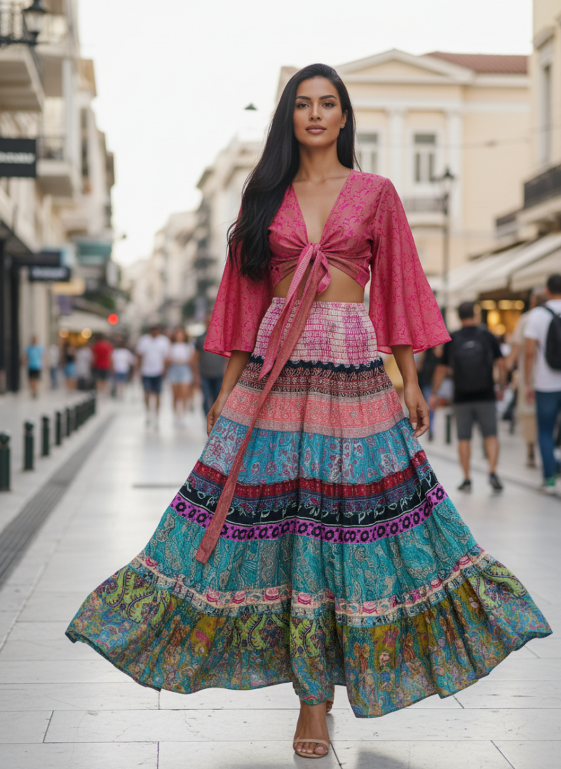 Ζακετάκι Μεταξωτό Φούξια πολυμορφικό.