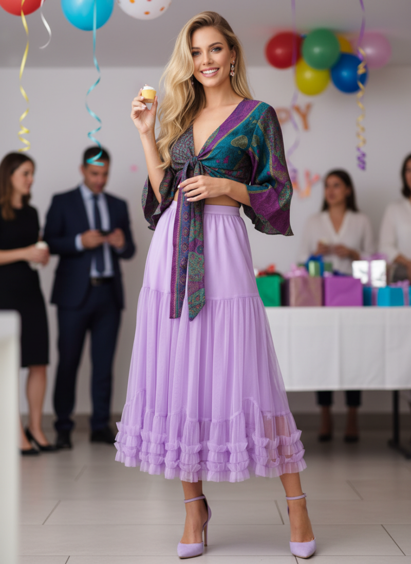 Φούστα Τούλινη  σε Λαχανί χρώμα κατάλληλη για Βάφτιση ή Γάμο.