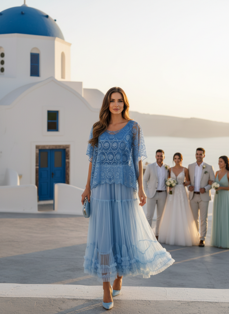 Καφτάνι κοντό  Γαλάζιο με  Παγιέτα.