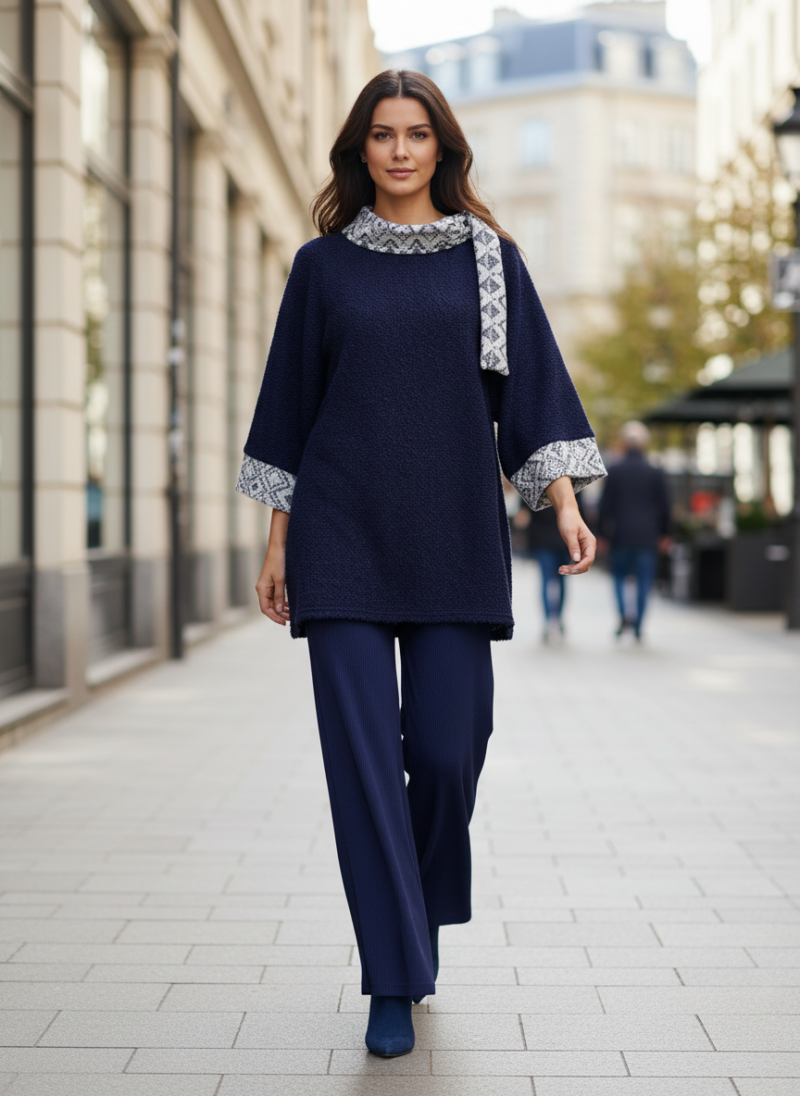 Μπλούζα Μπλε-Μωβ με Δαντέλα.