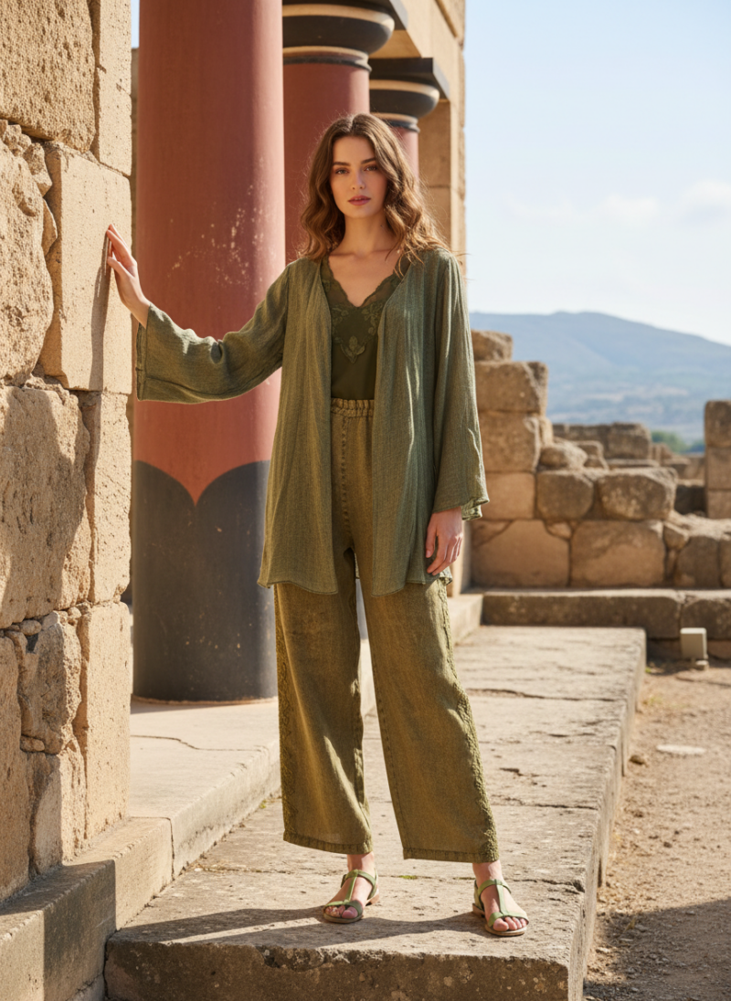 Ιταλική Ζακέτα Πράσινη Γάζα Λινή