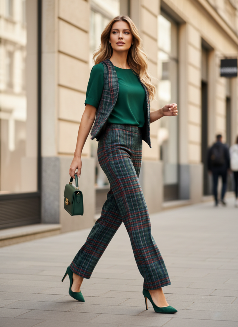 Γιλέκο Καρό Μάλλινο Χειροποίητο