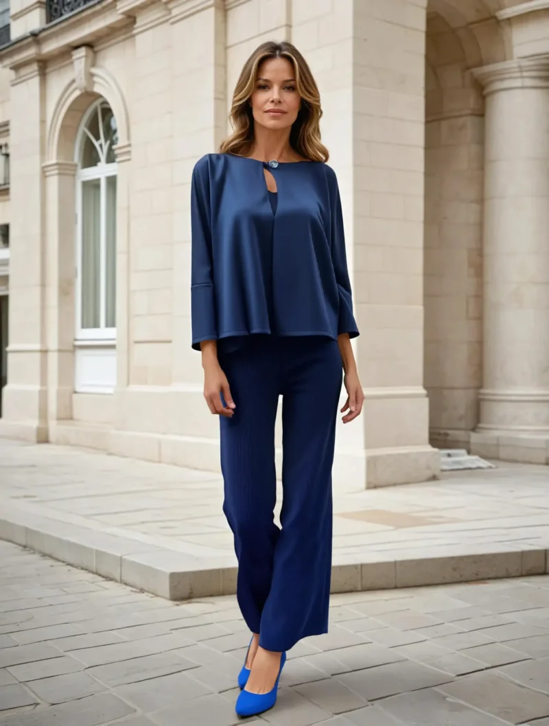 Μπλέ Παντελόνα τύπου κοτλέ.