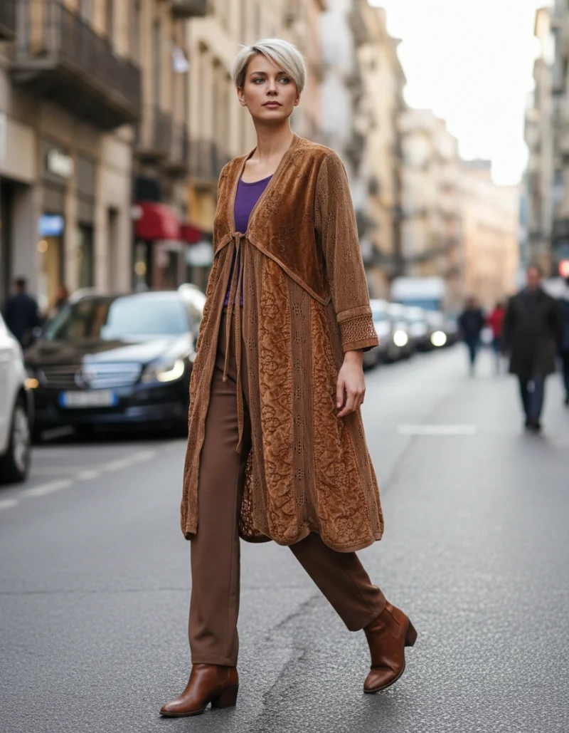 Ζακέτα πάτσγουερκ χρυσό - καφέ