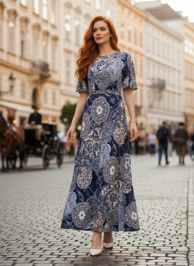 Εμπριμέ φόρεμα κοκτέιλ