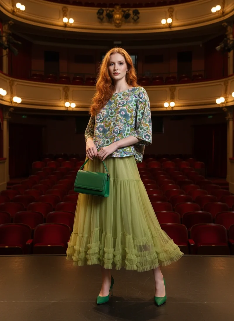 Μπλούζα Εμπριμέ με αποχρώσεις του Πράσινου, Άσπρο, Ροζ, Μωβ , βαμβακερή.