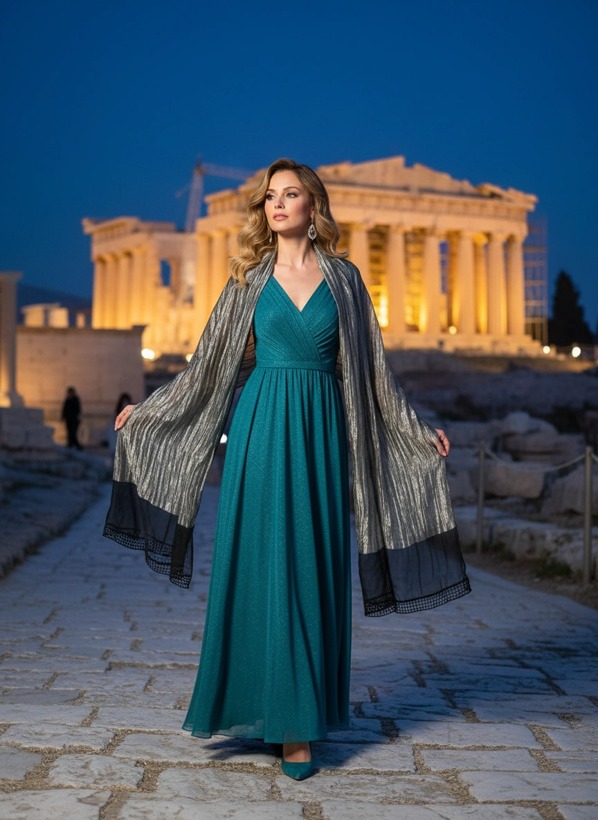 Ασημί Εσάρπα Βραδινή. Ασημί Εσάρπα Βραδινή.