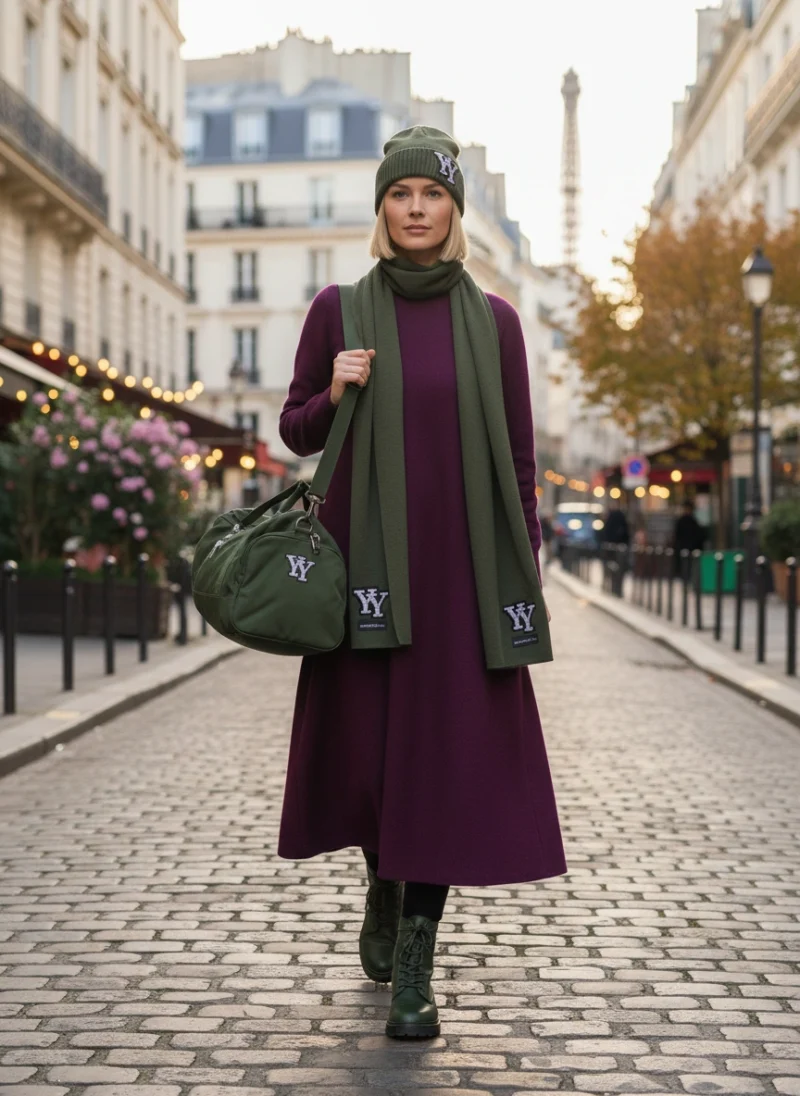 Κασκόλ Πράσινο με Σκούφο.