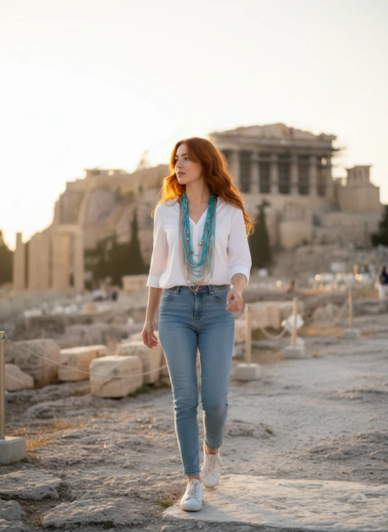 Κολιέ Χειροποίητο με χρώματα Γαλάζιο και της Άμμου. (Γαλάζιο Κύμα)