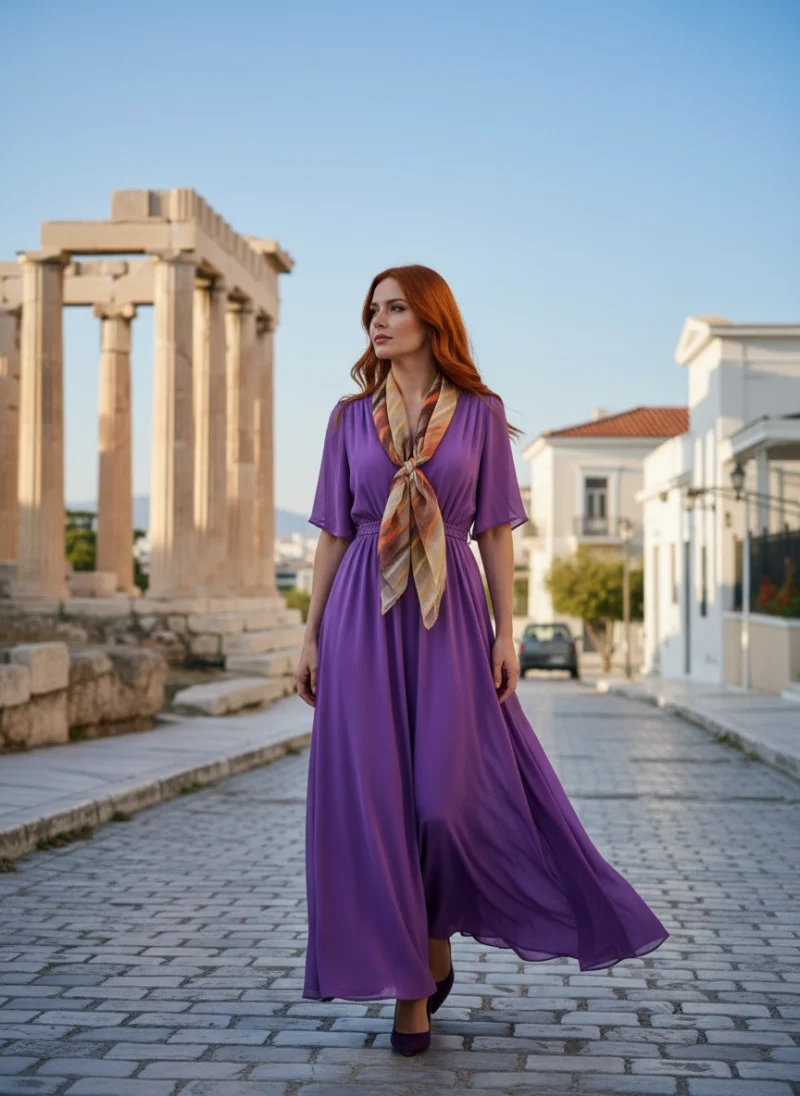 Φουλάρι κίτρινο με πορτοκαλί.