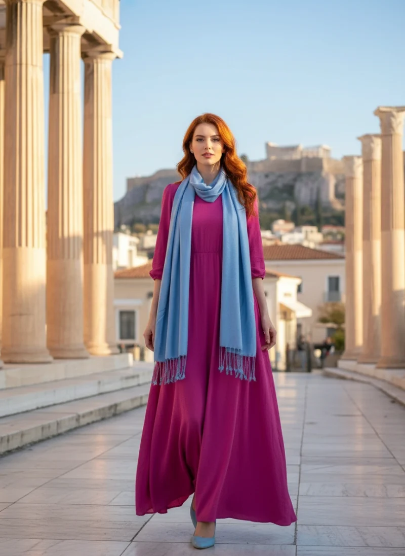 Κασκόλ κασμίρ γαλάζιο.