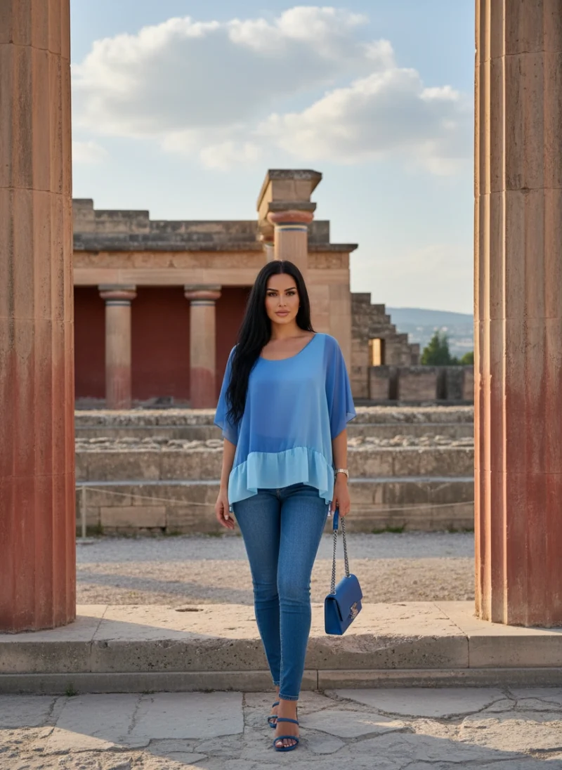 Μπλούζα Μουσελίνα Ντεγκραντέ σε αποχρώσεις του Γαλάζιου. Μπλούζα Μουσελίνα Ντεγκραντέ σε αποχρώσεις του Γαλάζιου.