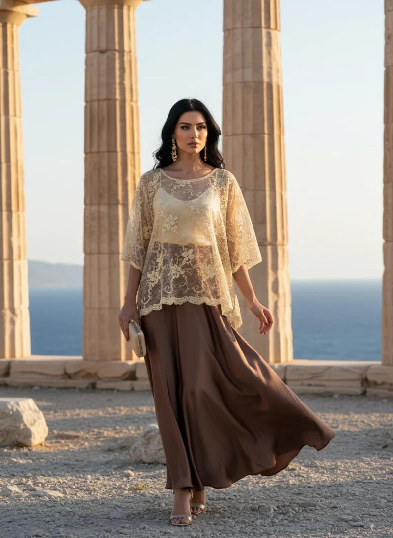 Μπλούζα Βραδινή Κίτρινη Τούλι Κεντημένο.