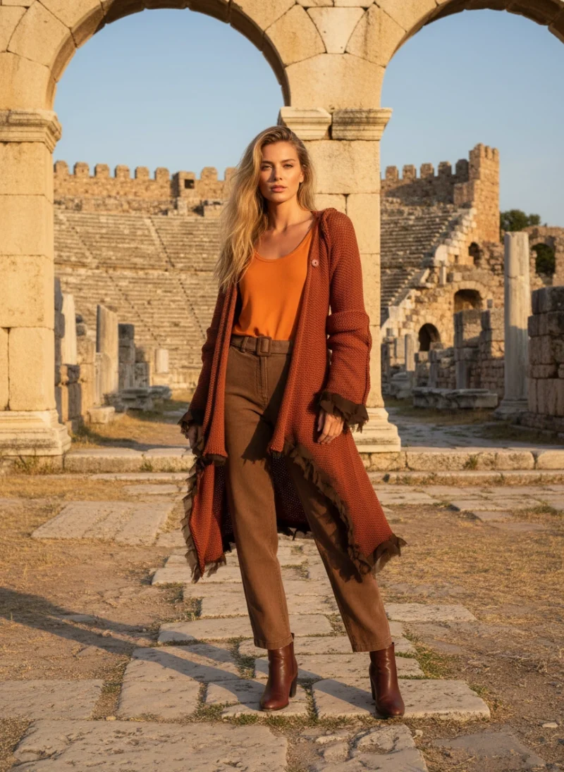 Ζακέτα Ασύμμετρη Κεραμιδί