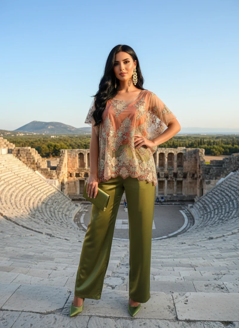 Καφτάνι κοντό Βραδινό Τούλι Κεντημένο. Καφτάνι κοντό Βραδινό Τούλι Κεντημένο.