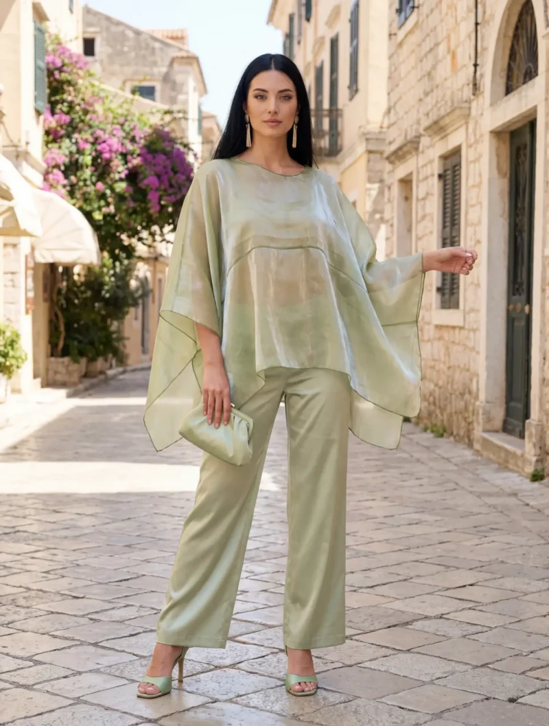 Πόντσο μουσελίνα μωβ .