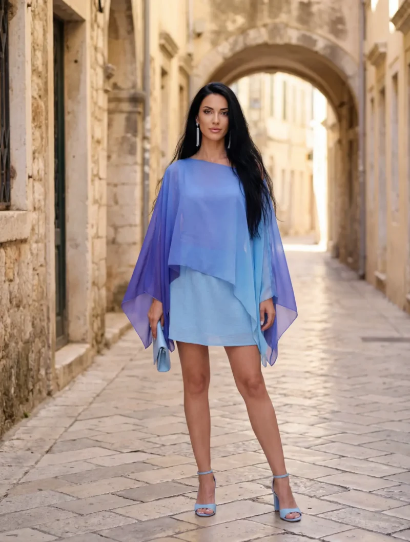 Πόντσο μουσελίνα μωβ .