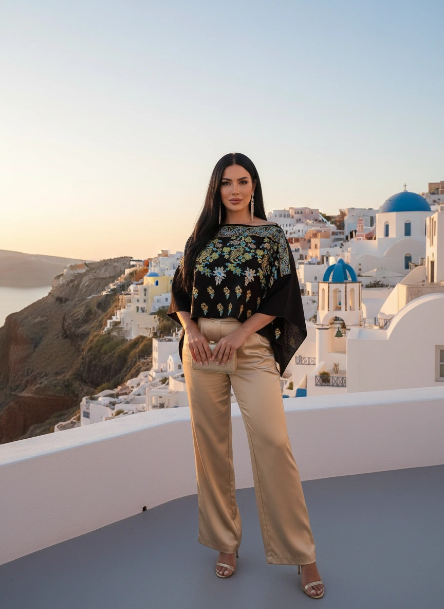 Πόντσο μαύρο με κέντημα . Πόντσο μαύρο με κέντημα .