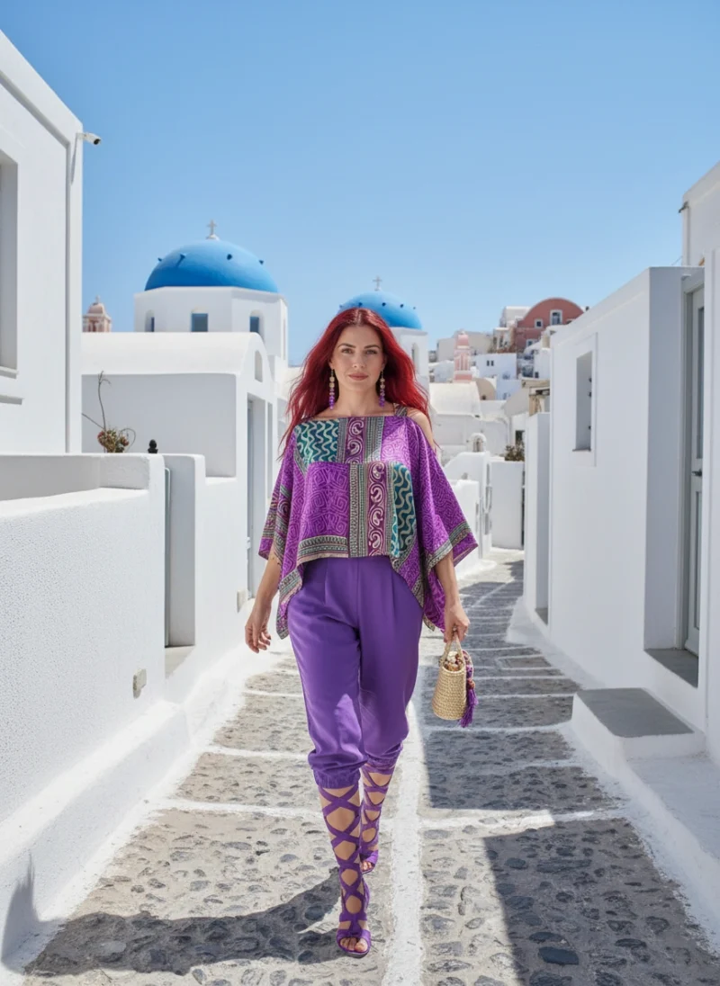 Πόντσο χειροποίητο μεταξωτό.