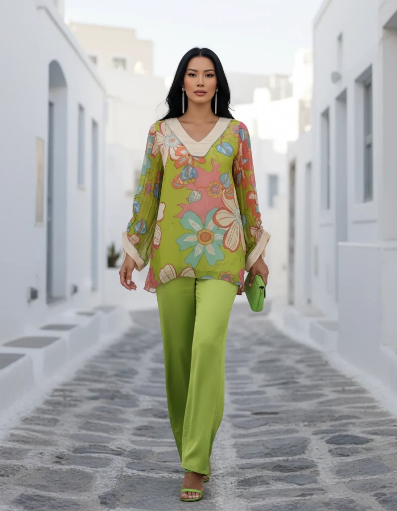 Μπλούζα πλεκτή γαλάζοπράσινη.