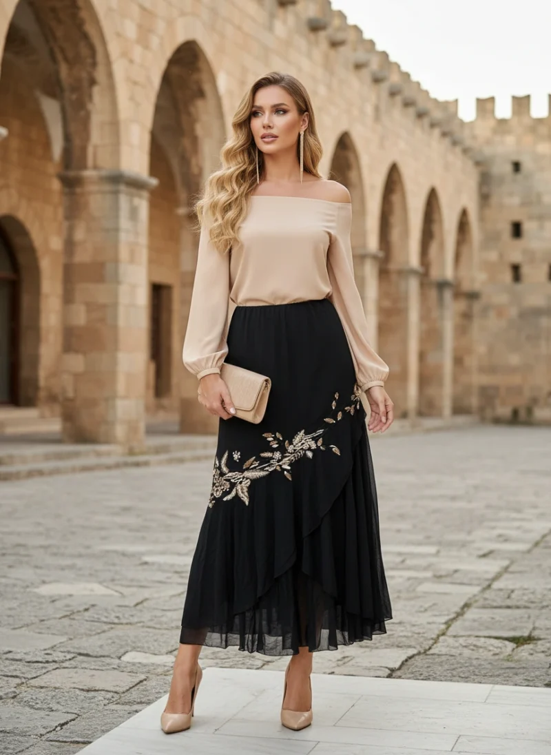 Μπλούζα πλεκτή γαλάζοπράσινη.