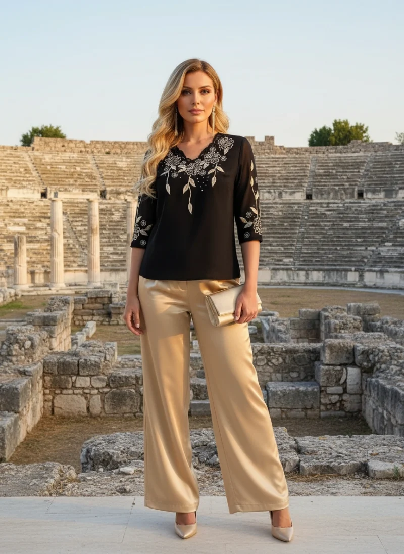 Μπλούζα πλεκτή γαλάζοπράσινη.