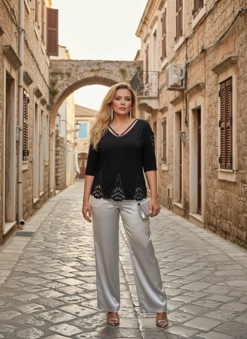 Μπλούζα πλεκτή γαλάζοπράσινη.