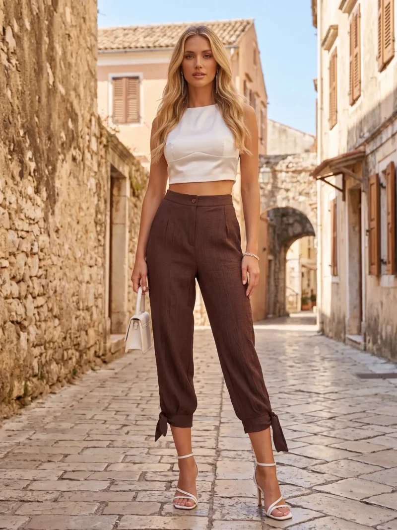 Παντελόνι Σατέν Καφέ.