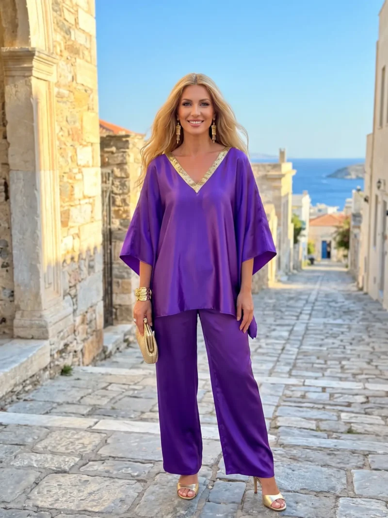 Μπλούζα Μωβ Χρυσή Τρέσα Τα χειροποίητα κομμάτια μας βγαίνουν σε περιορισμένο αριθμό, οι πελάτες που αγοράζουν από εμάς τα χειροποίητά μας φοράνε ρούχα σε αποκλειστικότητα. Οι μπλούζες που διαθέτει το κατάστημα μας είναι ιδιαίτερες και δεν θα τις δείτε στις βιτρίνες των καταστημάτων. Όσο έχουμε ύφασμα μπορεί να γίνει στα μέτρα σου. Αν έχεις κάποια απορία πάρε μας τηλέφωνο να σε βοηθήσουμε και να σε συμβουλεύσει η ενδυματολόγος μας. Πριν αποφασίσεις δες όλες τις μπλούζες μας εδώ: Miss Miller